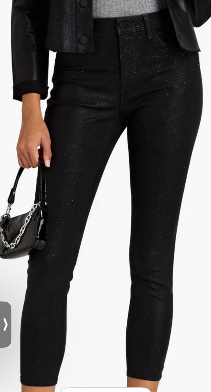 L'AGENCE Margot black cropped glittered high-rise skinny jeans $290 size 26